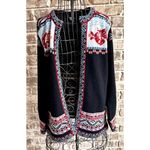 VTG Brunson of California Cardigan Medium Black Knit Tribal Aztec Orient… Size undefined Photo 5