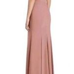 DESSY COLLECTION Diamond Cutout Back Trumpet Gown Front Slit Rose Pink Sz 8... Photo 1