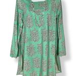 Khaadi Pakistan Tunic Top Embellished Neckline Long Sleeves Women 8 Green Floral Photo 2