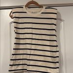 ZARA Navy Striped Sleeveless Top with shoulder pads small Photo 1