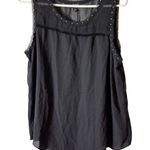 a.n.a  Womens Black Sleeveless Fringe Blouse With Gold Tone Jewel Beads  Size M Photo 0