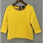W5 Textured Dot Knit Top Women M Yellow Retro Mod Preppy Pop Art Minimalist Photo 0