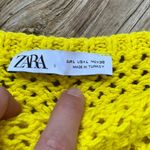 ZARA Women's Bright Yellow Cropped Crochet Sweater Size L Photo 4