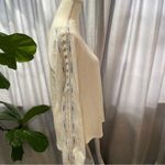 Miss Me  Long Sleeve Top-Knit Sleeves - Cream & Blue- Women's Medium Photo 4