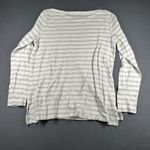 Loft  Shirt Womens XL White Gray Striped Long Sleeve Boat Neck Casual Top Tee Photo 8