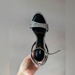 ZARA  Women’s NWOB Silver Glitter‎ Ankle Strap Block Heels Size 7.5 (38) Photo 11