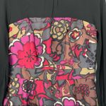 Trina Turk  Silk Floral Black Red Purple Long Sleeve Dress Size 6 Photo 3