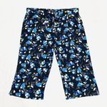 Halogen NWOT  Navy Floral Plus Size Tie Waist Wide Leg Crop Capri Pants Photo 0