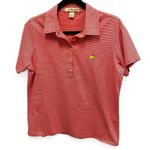 Magnolia Lane Red & White Stripe PGA Masters Polo 100% Cotton Size Large Photo 0