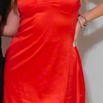 Amazon Red Satin Lace Dress Photo 0