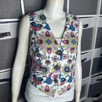 BODEN Tailored Linen Waistcoat Floral Vest Size 2 White Photo 13