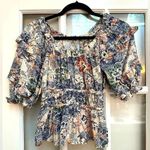 Moon River Anthropologie | | Puff Sleeve Ruffle Printed Babydoll Blouse Size XS Photo 10