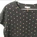 Sundry Anthropologie‎  Small Grey Gold Polka Dot Foil Dot Crewneck T-shirt Photo 3