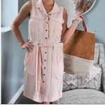 Sleeveless Belted Shirt Dress‎ Pink Photo 5