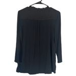 Meadow Rue Black Long Sleeve Layered Ruffled Front Tie Neck Blouse Women Sz S Photo 1