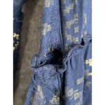 Elan Navy Gold Babydoll Dress S Bell Sleeve Boho India Flawed But Fabulous Photo 5