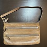 HOBO Tan Leather Shoulder Bag with Zippers small wallet Photo 1