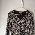I.e. Petite Y2k Long Sleeve Top Small Black Tan Abstract Print Grunge Whimsigoth Size 00 Photo 1