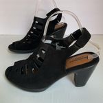 Cloudwalkers Villa Women’s Black Slingback Heeled Sandals Sz 8W Comfort Wide Fit Photo 0