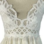 Free People Intimately Medium Adella Cami Top White Ruffled Crochet Lace Smocked Photo 2