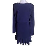 Boohoo  Navy Long Sleeve Sheath Dress with Ruffle Hem Size 12 Photo 2