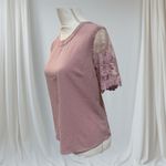 Lulus Lisa Marie Mauve embroidered sleeve blouse Size Small Photo 5