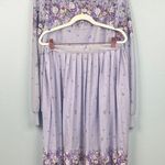 Vintage polyester John’s Girl floral 2 piece skirt outfit Purple Size L Photo 0