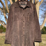 Liz Claiborne Vintage Genuine Suede Leather Dark Brown Oversized Shirt Jacket Western Cowgirl Photo 0