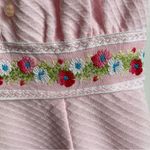 Vintage 60s Vicky Vaughn Junior Pink Maxi Dress Floral Ribbon Ruffle Small 25" W Photo 2