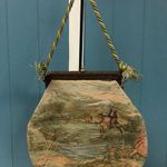 Antique handmade Victorian petit‎ point needlepoint sterling Purse clutch bag Green Photo 0