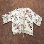 Umgee  Kimono Cardigan Med Multicolor Floral Boho Flowy Top Open Front Photo 5