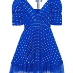 Self Portrait  Blue Pleated Chiffon Polka Dot Dress size 6 Photo 0