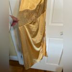 Yellow/Gold satin maxi dress size S Gold Photo 4