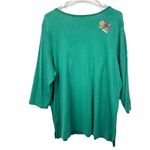 Quacker Factory Green Rhinestone Embroidery Baking Life Sweeter Knit Top Size 1X Photo 5