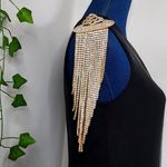 Large Statement Rose Flower Brooch Pin Yellow Gold Rhinestone Fringe New Photo 9