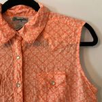 Wrangler  Pink Orange Sleeveless Pearl Snap Shirt Western Women's size Large Photo 2
