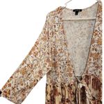 Torrid  Floral Peach Hi-Low 3/4 Sleeve Self-Tie Knit Baby Doll Jacket Size 1X Photo 5