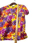 Tanya Taylor Sara Floral Tee Yellow Multicolor Women’s Size Small Organic Cotton Purple Photo 7