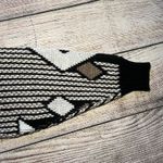 VTG 90s Abstract Geometric Knit Sweater USA Made Womens L Black Brown Crewneck Size L Photo 4