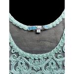 Cecico  Women's Sheer Embroidered Turquoise Sleeveless Top Photo 4