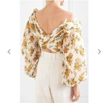 Zimmermann NWT.  Floral Print One-Shoulder Top ZIM 0/ US 4 white yellow Photo 14