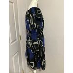 Theory Blue Black Silk Bubble Skirt Career Cocktail Mini Dress Short Sleeve S Photo 2