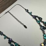 VCLM Gunmetal Tone & Blue Rhinestone Charmed Necklace Lovely For Party / Evening Photo 6