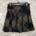 Karl Reiman Plaid Pleated Wool Blend Skirt Black Size 2 Photo 1