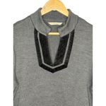 Soft Surroundings Gray V Neck Black Velvet Trim Pullover Sweater Size Large Photo 3