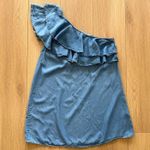 ZARA Jean One-Shoulder Ruffle Dress Photo 0
