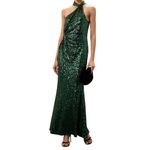 Badgley Mischka  Halter Neck Sequin Gown in Green, Size US 12 Photo 1