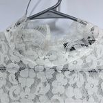 Elegant Ivory White Floral Lace overlay Dress size s high neck bell sleeves boho Photo 9