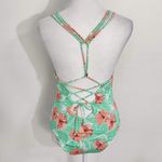 Ymi  Tropical Print One-Piece Swimsuit NWT Size Medium Green and Pink Swimsuit Photo 3