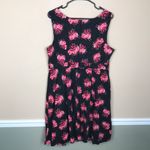 Torrid  Women’s Roses Floral Print Micro Dot Defined Waist Pleated Tank Dress Photo 4